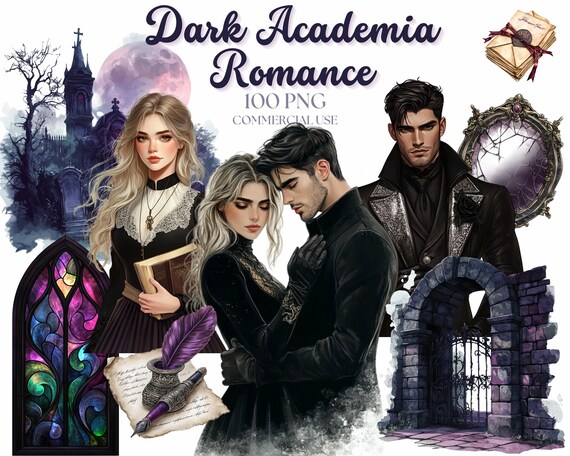 Gothic Romance Clipart: Dark Academia PNG Collection (100 PNGs, Commercial Use)