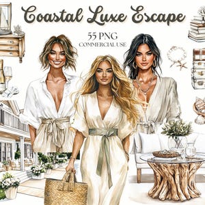 Coastal Luxe clipart, aquarel zomer clipart, Coastal serenity, strandtijd, neutrale zomer, zomermode, zomerreizen, vakantie png PNGEgg