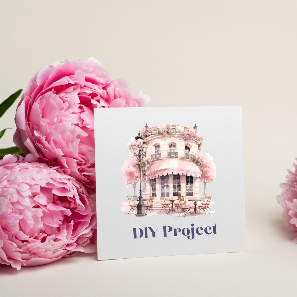 Spring Cafe Watercolor Clipart Bundle, Romantic Coffee Shop Clipart