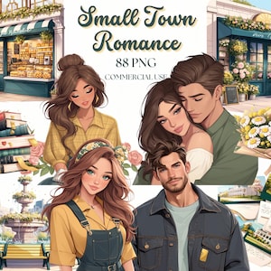 Clipart livre d'amour : petite ville PNG Stickers (usage commercial, téléchargement numérique