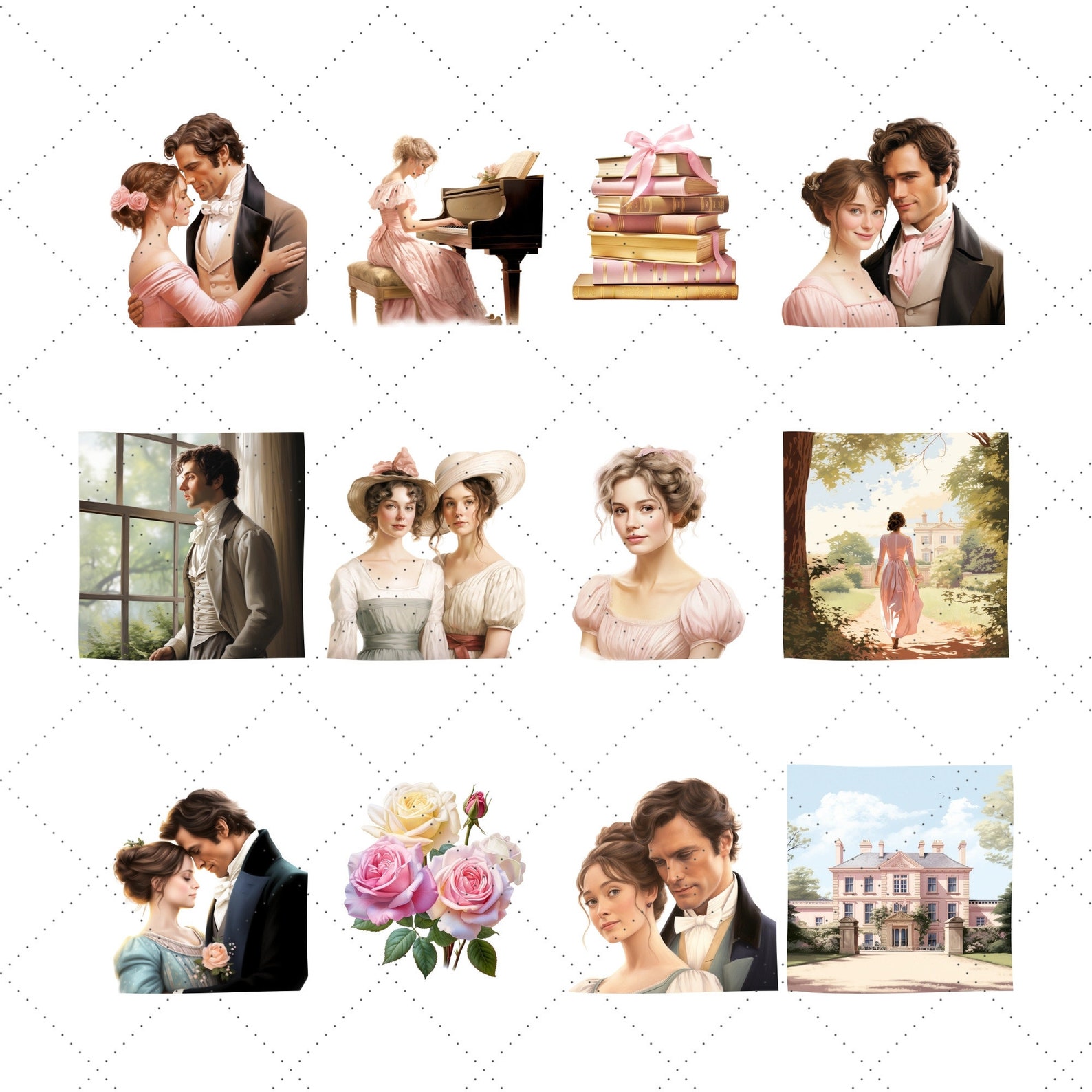 Pride and Prejudice Watercolor Clipart Bundle, Jane Austen Printable ...