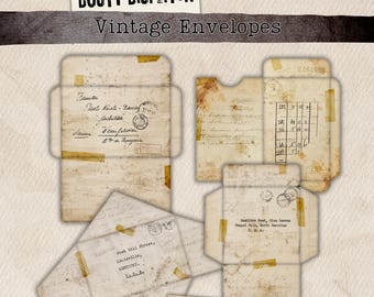 The Dusty Dispatch, Vintage Ephemera Envelopes, Stained Paper Craft Printables (Digital Download)