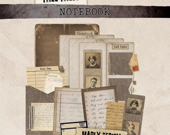 Tall Tales Junk Journal Kit, Vintage Ephemera (Digital Download)
