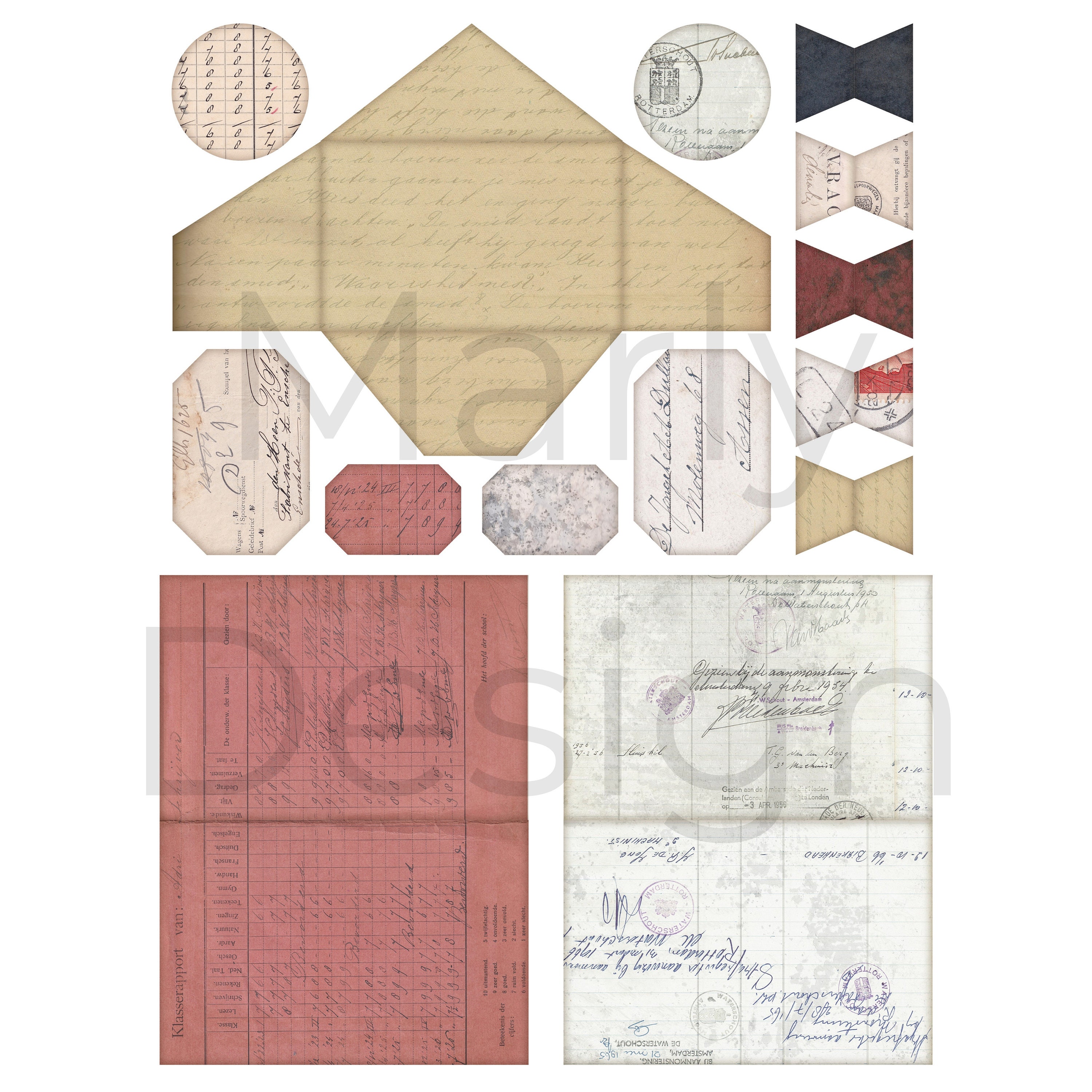 Vintage Basic Ephemera Pack Printable Papers Labels Tags Pockets ...