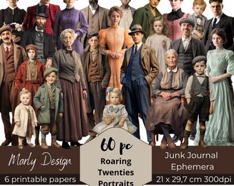 Roaring Twenties Portraits, Fussy Cut Paper Dolls (Digital Download)
