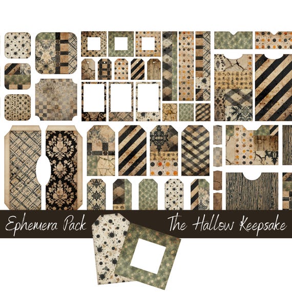 Vintage Halloween Junk Journal Kit, A4 Printable Pages, Instant Download