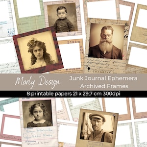 CADRES ARCHIVÉS Pack éphémère pour la journalisation indésirable, cadres de collage, cadres pour photos vintage, téléchargement numérique, format A4