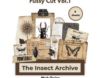 The Insect Archive Fussy Cut Vol.1, Vintage Entomology Cutouts, Butterfly & Insect Printable Ephemera