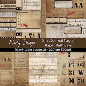 ARRIÈRE-PLAN DES CIRCUITS PAPIER, Chiffres et texte, Pages de journal indésirable, Créations en papier, vintage, Cahiers, Scrapbooking, Cartes, Documents à imprimer, A4