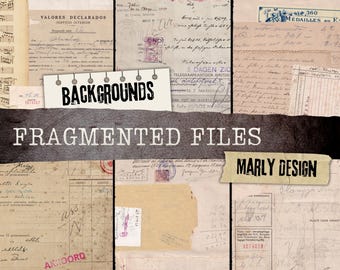 FRAGMENTED FILES Vintage Digital Paper Pack, 16 Junk Journal Pages, Old Letters, Invoices, Handwriting, Scrapbooking, Collage, A4