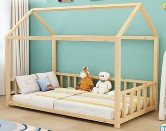 Floor Hausbett, Toddler House bed with slats, Kinderbett, Children bed Letto Montessori Lit Enfant,Letto per Bambini,Lit cabane,Platform bed