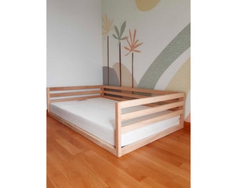 Lit au sol pour tout-petits avec lattes, lit Montessori, lit au sol, lit pour enfants, lit pour enfants, Bett mit Barrieren, Letto da terra, lit plateforme, Lit au sol