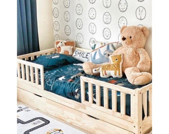 Lit enfant, Bett mit Schublade, Toddler bed with drawer, Montessori bed,  Kids bed, Childrens Bed with drawer, Lit enfant avec tiroir, Letto