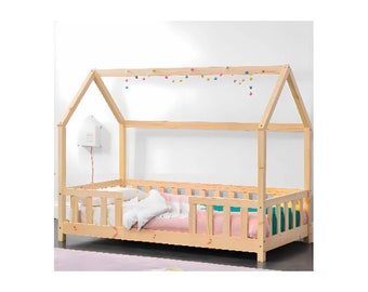 Hausbett, Toddler House bed with slats, Kinderbett, Children bed Letto Montessori Lit Enfant, Letto per Bambini,Lit cabane, Letto Montessori