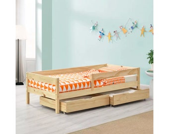 Cama para niños pequeños con cajones, Bett mit Schubladen, Cama Montessori, Cama de suelo, Cama para niños, Dormitorio para niños pequeños, Cama con cajones, Lit avec tiroir, Letto