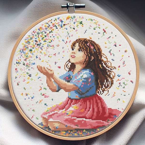 Girl Cross Stitch Pattern, Cross Stitch Pattern, Cross Stitch, Cross Stitch Kit, punto de cruz, Cross Stitch Art