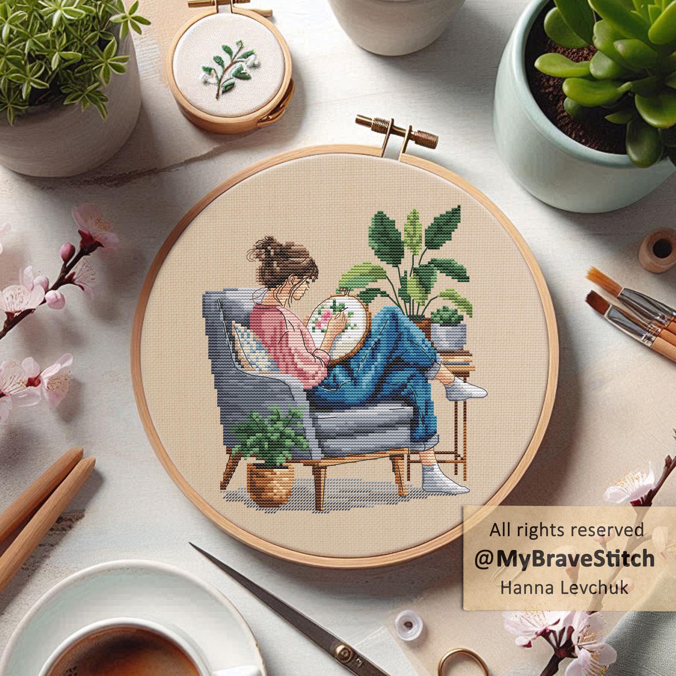 女の子のクロスステッチパターン（PDFデジタルダウンロード） - Etsy 日本