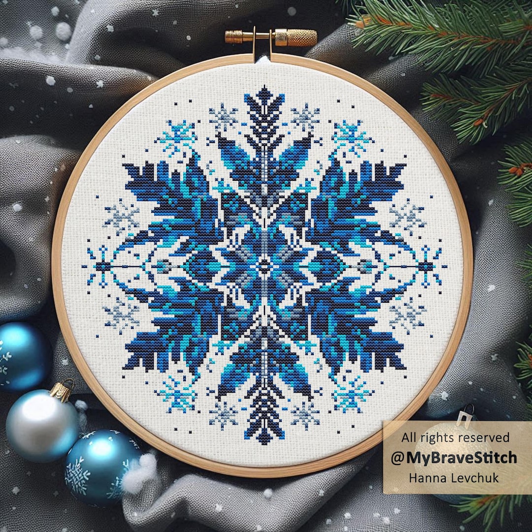 Winter Snowflake Cross Stitch Pattern, Christmas Decor (digital PDF) - Etsy