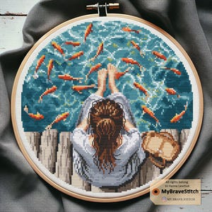 Sea Girl Cross stitch pattern, Girl cross stitch, cross stitch pattern pdf, point de croix, count cross stitch pattern