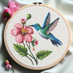 Hummingbird Cross Stitch Pattern, Cross Stitch Pattern Flower, Cross Stitch Flower, Flower Cross Stitch pattern, Cross Stitch