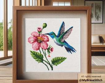 Hummingbird and Flower Cross Stitch Pattern (digital PDF) - Etsy