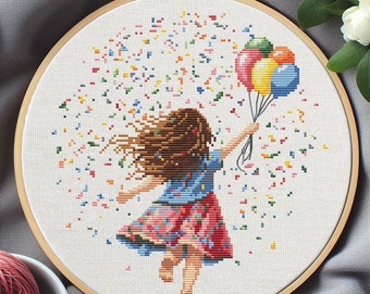 Girl Cross Stitch Pattern, Cross Stitch, Cross Stitch Kit, punto de cruz, Cross Stitch Art