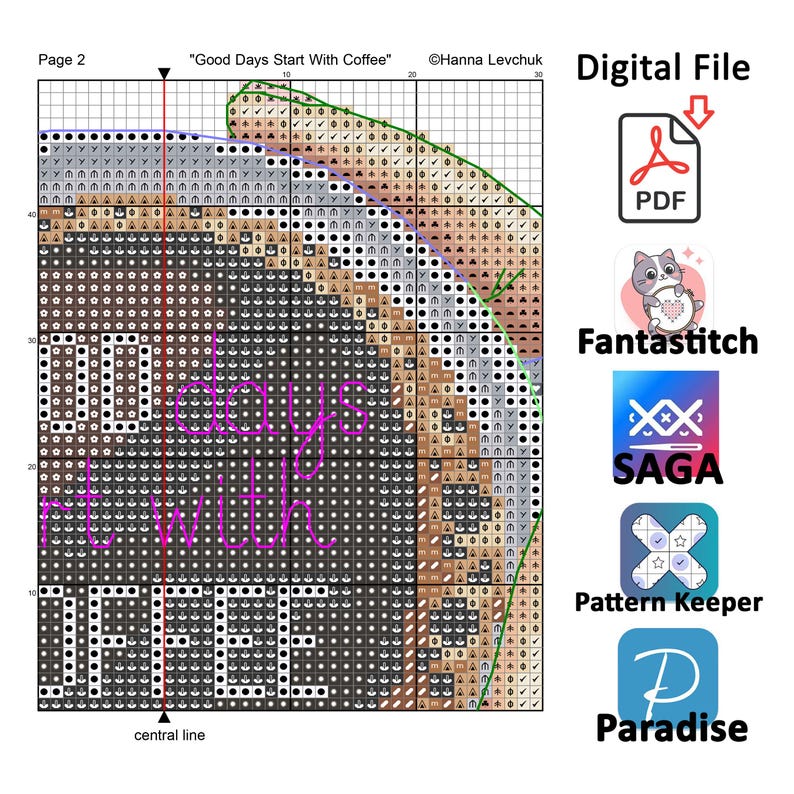 Set of Two Coffee Cross Stitch Pattern, Digital PDF Download - Etsy