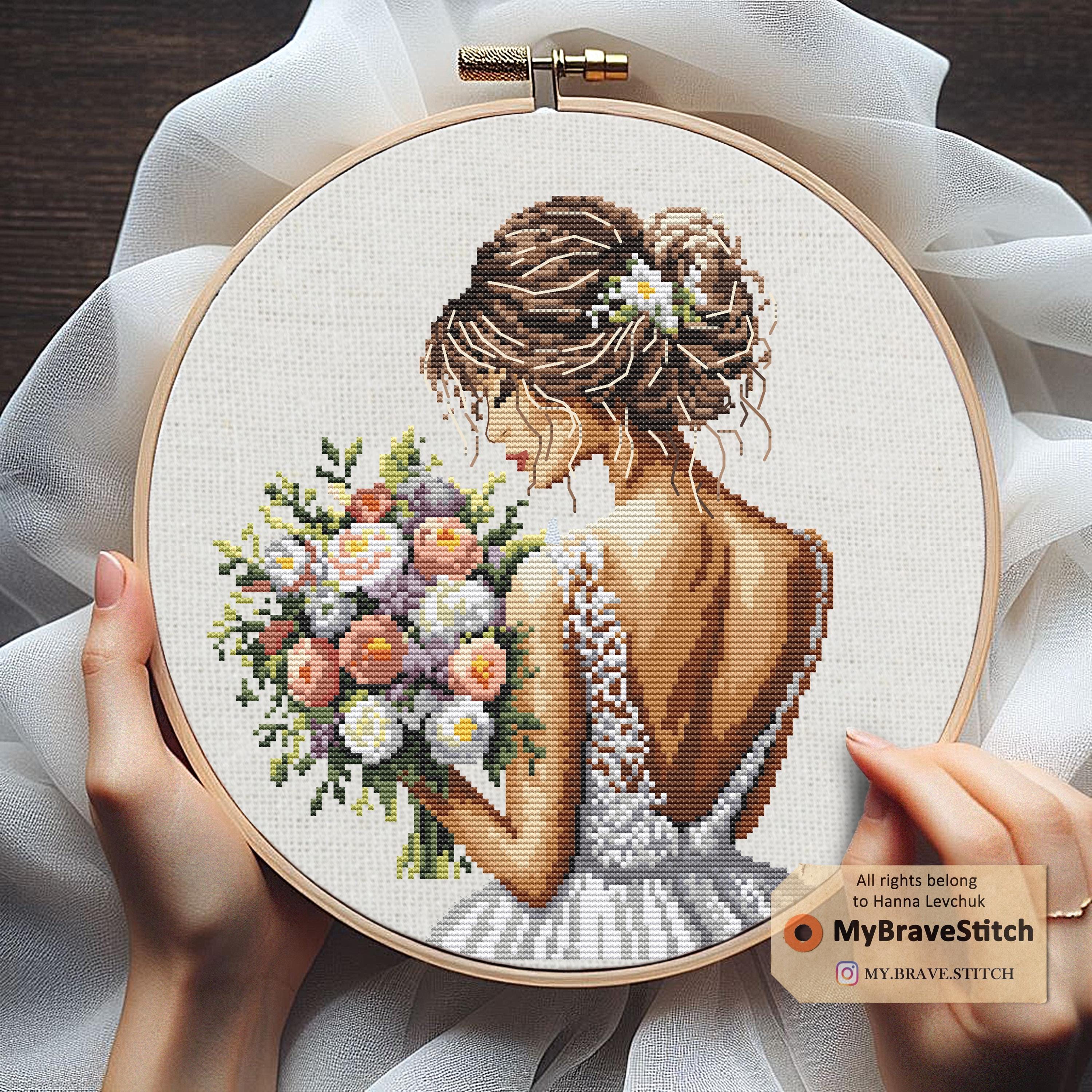 Wedding Cross Stitch Pattern, Bride Girl Cross Stitch Pattern, Girl Cross  Stitch, Cross Stitch Flower, Punto De Cruz, Point De Croix - Etsy, image size:3000x3000