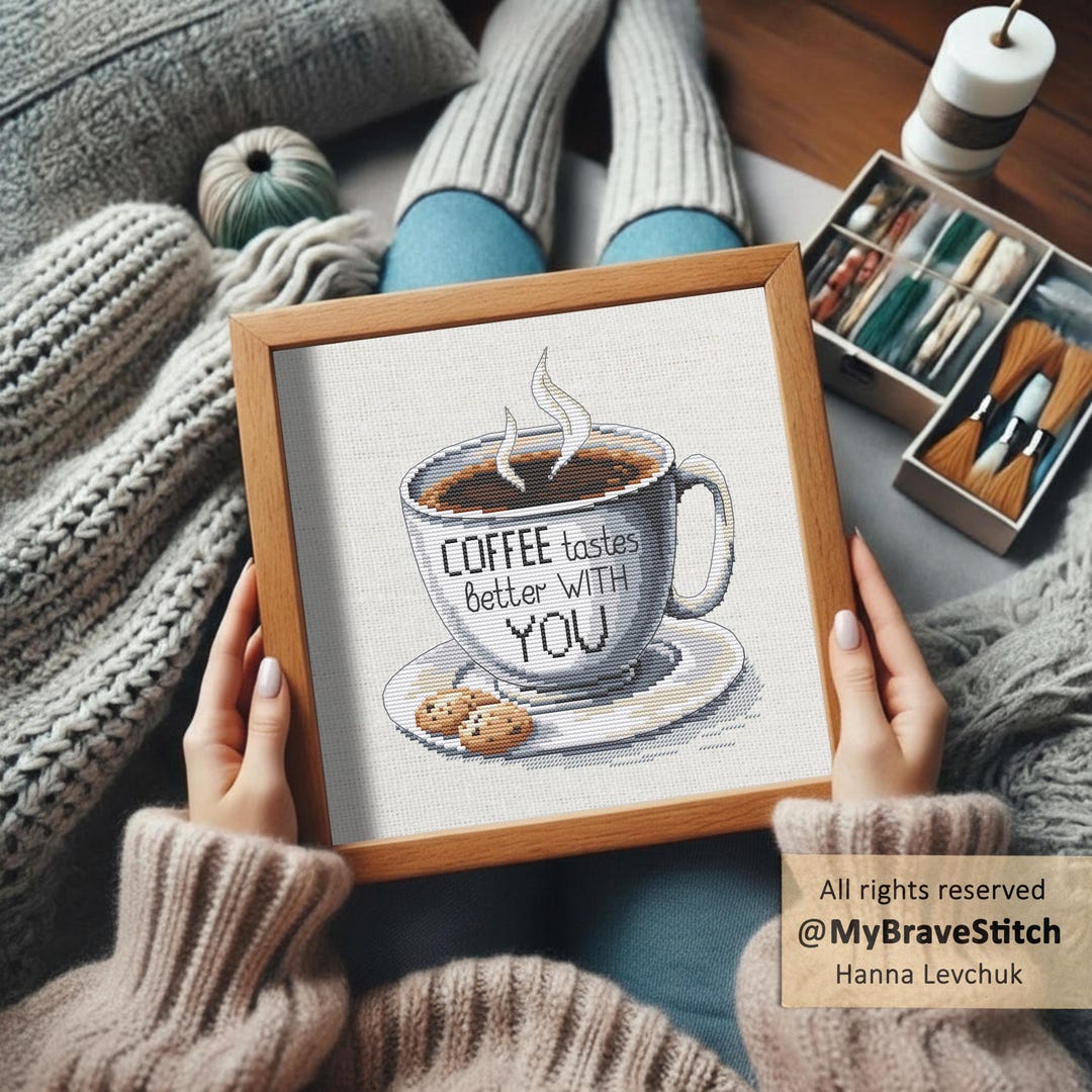 Coffee With You Cross Stitch Pattern, Digital PDF Download - Etsy