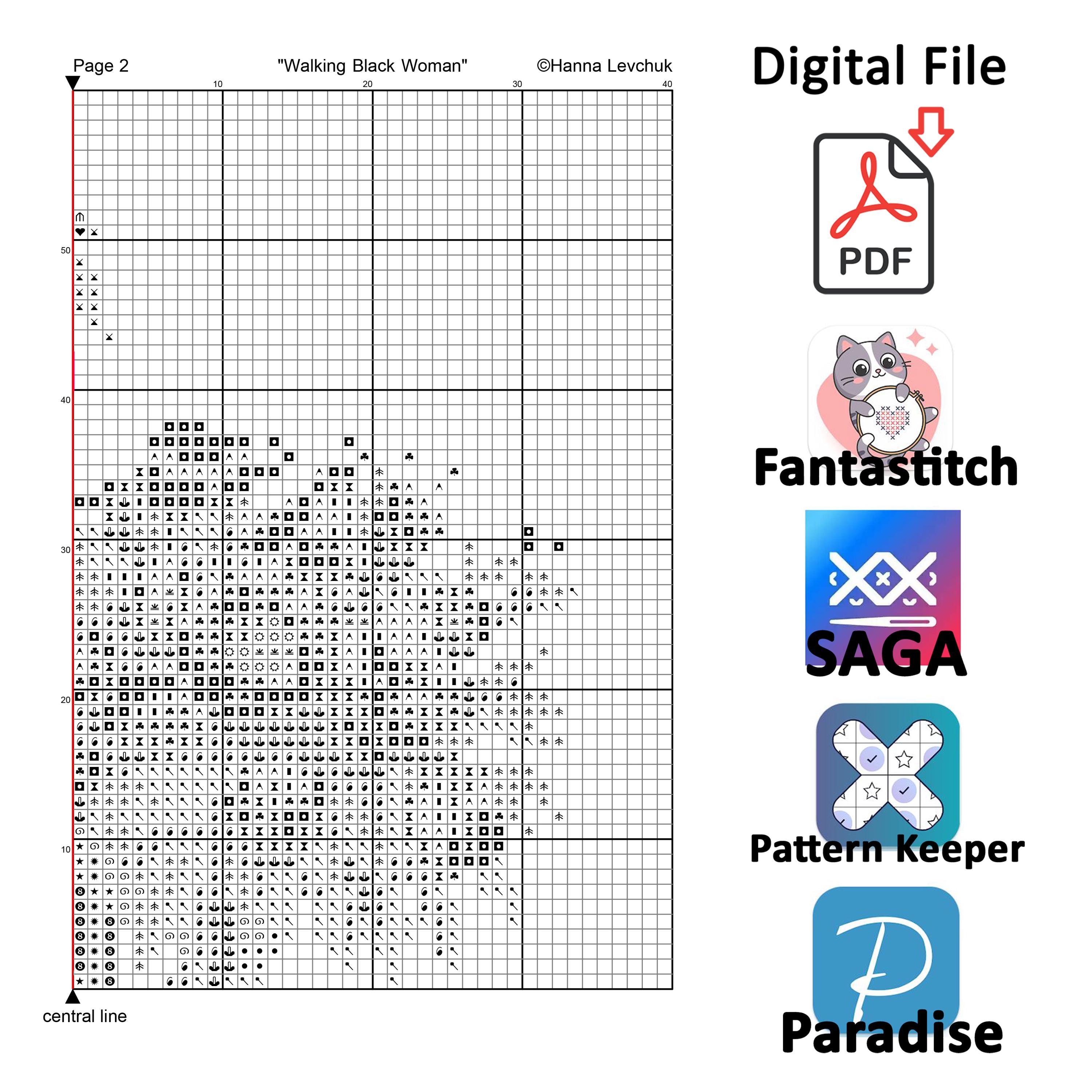 Sct Pattern Walking Black Woman Cross Stitch Pattern: African American Art (PDF ...