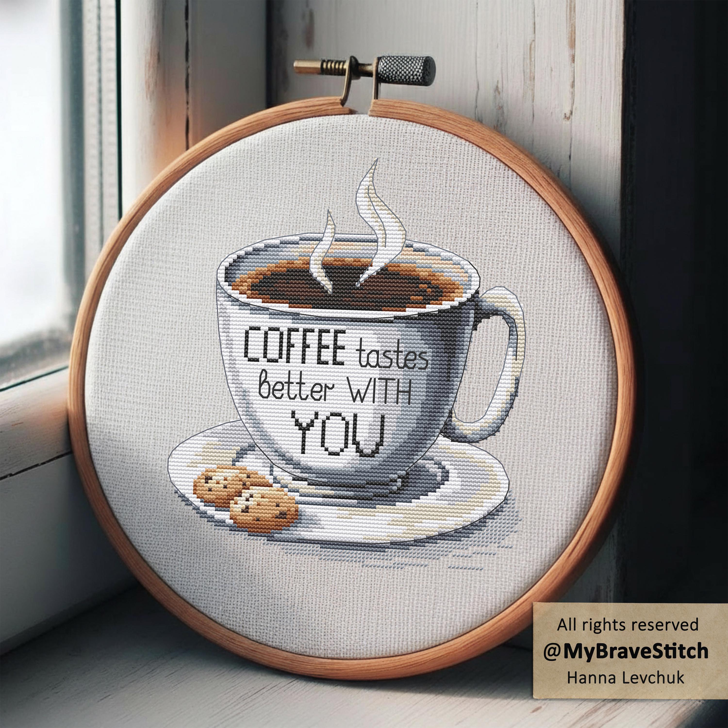 Set of Two Coffee Cross Stitch Pattern, Digital PDF Download - Etsy