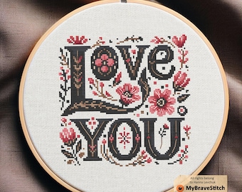 Modèle de point de croix amour, petit point de croix, citation point de croix, dictons point de croix, modèle de point de croix Saint-Valentin, point de croix facile