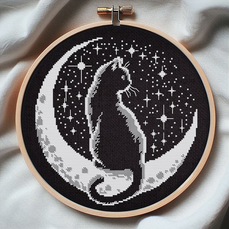 Black Cat Cross Stitch on Etsy