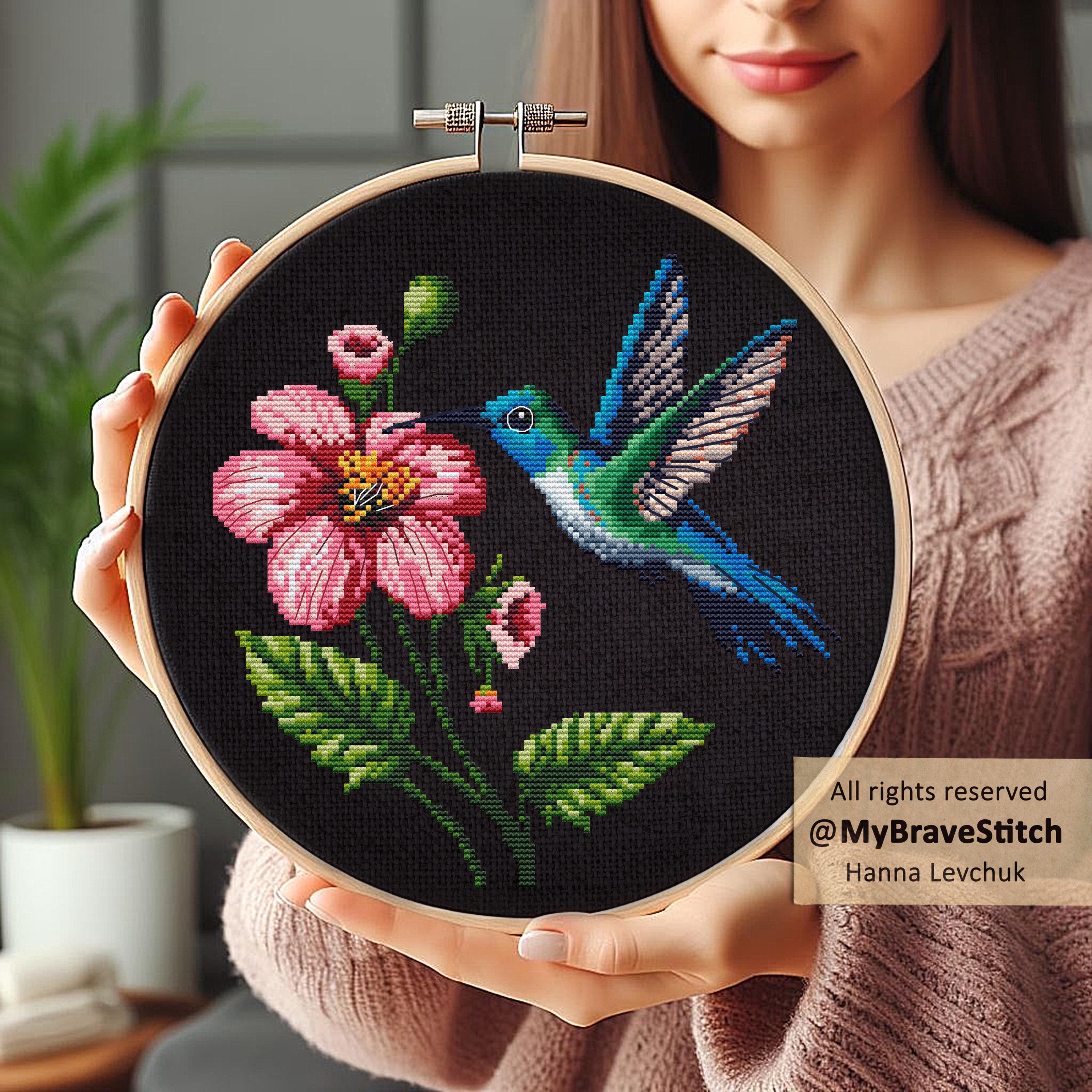 Hummingbird and Flower Cross Stitch Pattern (digital PDF) - Etsy
