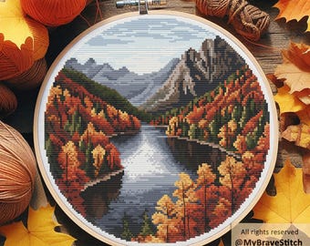 Autumn Landscape Cross Stitch Pattern (PDF Download)