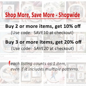 May include: Shopwide sale announcement with text: "Shop More, Save More." Buy 2 or more items, get 10% off (Use code: SAVE10 at checkout). Buy 3 or more items, get 20% off (Use code: SAVE20 at checkout). Each listing counts as 1 item.