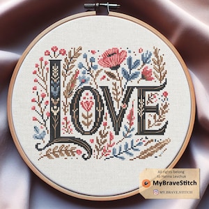 Love Cross Stitch Pattern, Small Cross Stitch, Cross Stitch Quote, Cross Stitch Sayings, valentine cross stitch pattern, easy cross stitch