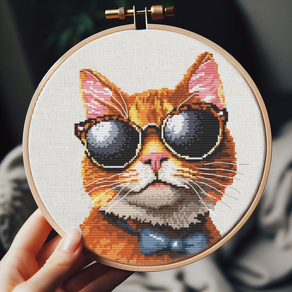 Red Cat Cross Stitch Pattern, Cat Cross Stitch Pattern, Snarky Cross Stitch, Cross Stitch Art