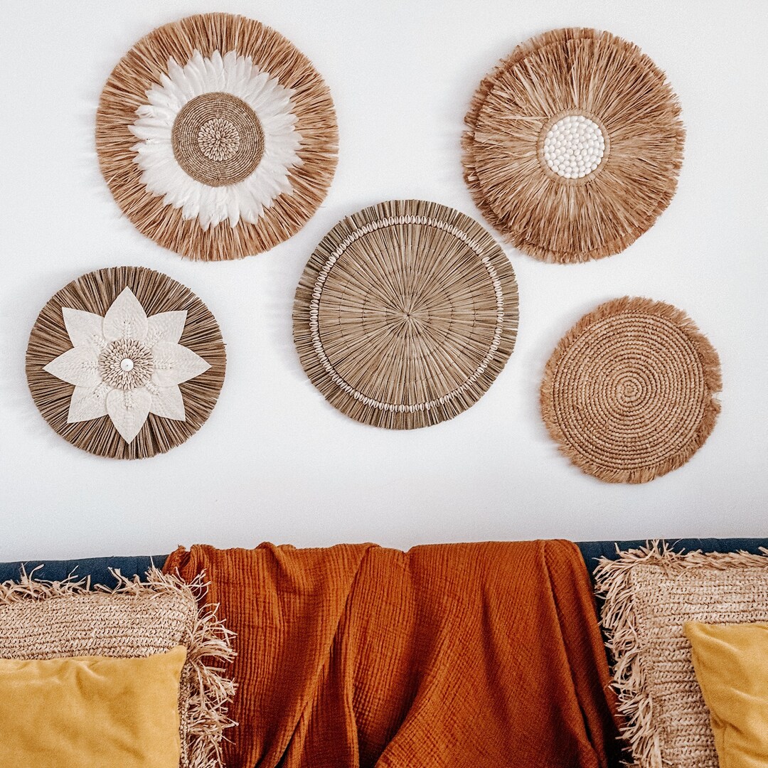 SET Juju Hat Raffia and Shells Wall Hangings Handmade in Bali Living ...