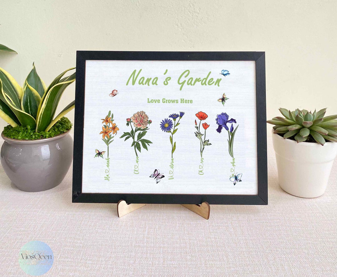 Personalized Grandma's Garden Circle Wooden Sign - Mother's Day Gift Idea For Grandma/Mother