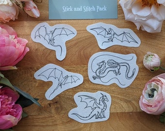 Dragons & Wyverns 1 - Stick and Stitch Embroidery Pack