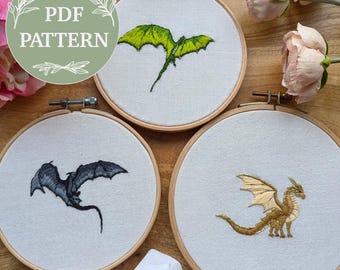 Dragons and Wyverns Embroidery Pattern Bundle - 14 designs included - PDF Patterns with Instructions - Digital Download