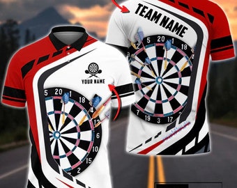 Personalisiertes Dart Team Polo, mehrfarbiges Dart Board Shirt mit Namen, Geschenke für Dart-Teams, ideales Geschenk für Dartspieler & Ligen, Dartliebhaber