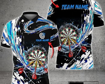 Breath Of Water Darts Personalisiertes 3D-Polo, personalisiertes 3D-Poloshirt mit Name, personalisiertes Namensshirt für Dartspieler, ideales Geschenk für Sportliebhaber