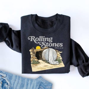 Rolling Stones T-Shirt Trendy Easter Clothing Jesus Christ Shirt Gift For Christian Faith-Based Graphic Tee Gift For Her 2025 Easter Gift