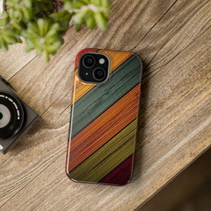 Natural Wood Stripe MagSafe Case - Unique and Earthy Design - For iPhone 16, 15, 14, 13 Pro and Pro Max