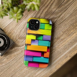 Colorful Wooden Blocks MagSafe iPhone Case - For iPhone 16, 15, 14, 13 Pro and Pro Max