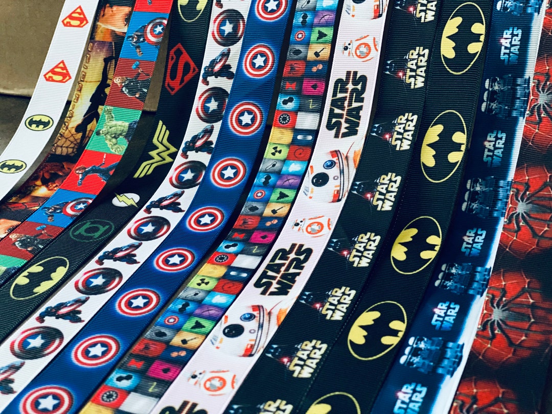 25mm Grosgrain Ribbon Superhero Themed Printed Ribbon Marvel Grosgrain ...