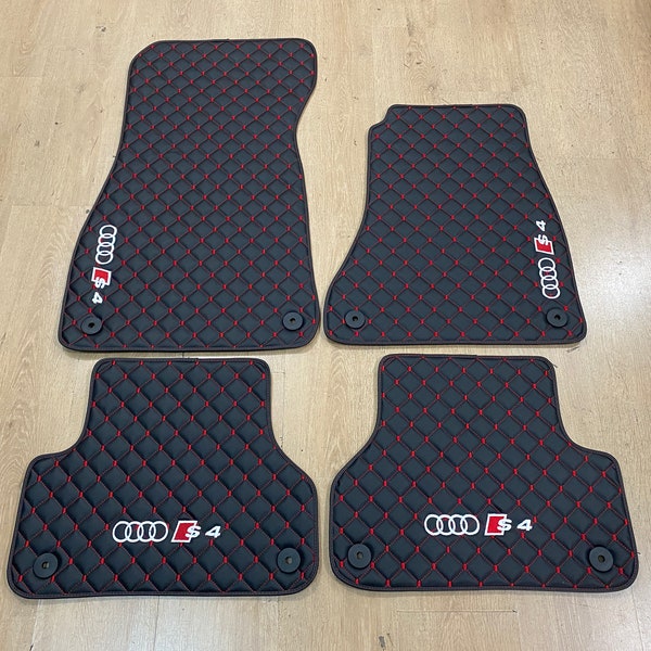 R.H.D Leather Car Mat For Audi S4 2008-2015 B8 , Embroidery Logo , Free Shipping , Set of 4 , Production to Order