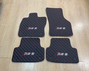 Leather Car Mat For Audi A3 / S3 / RS3 2013-2020 , Embroidery Logo , Free Shipping , Set of 4 , Production to Order